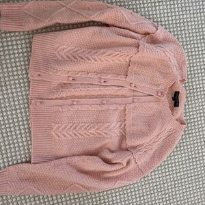 Central Park West Blush Pink Cable Knit Cardigan